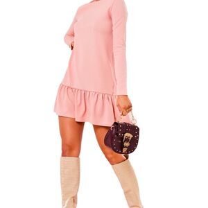 NWT‎ MISSGUIDED PINK SMOCK DROP HEM DRESS WOMENS SIZE 4 *Very cute!